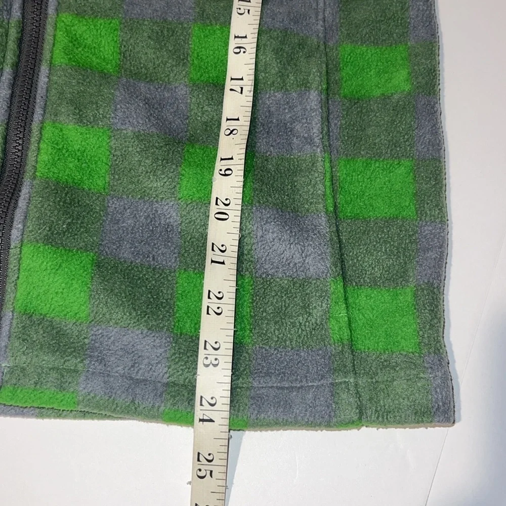 Cabelas Youth Unisex Green Grey Plaid Fleeced Zip Up Jacket Size XL